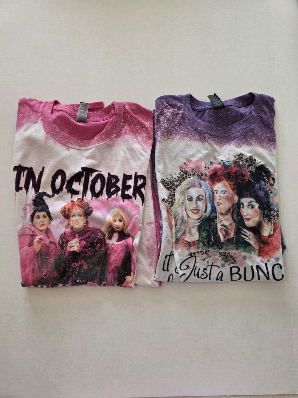 Lot Of 2 Hocus Pocus Purple/Pink Tye Dye Women's T-shirts Size 2XL. B4